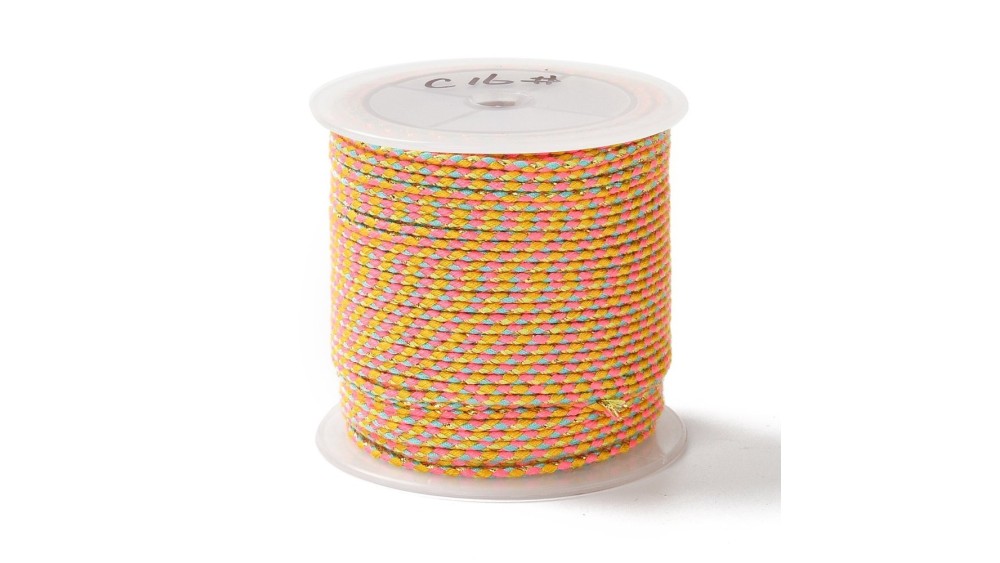 Cordon 1.5mm en coton 4 fils  rose fluo