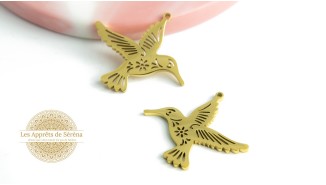 Pendentif oiseau en acier inoxydable plaqué or 18k
