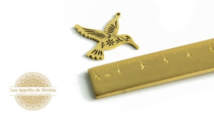 Pendentif oiseau en acier inoxydable plaqué or 18k