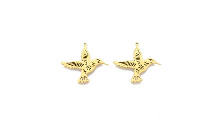 Pendentif oiseau en acier inoxydable plaqué or 18k