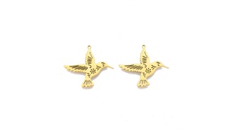 Pendentif oiseau en acier inoxydable plaqué or 18k