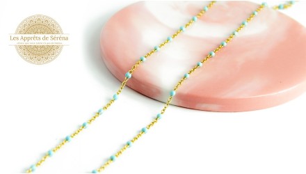 Chaîne acier inoxydable émaillée 2x1.6mm bleu ciel