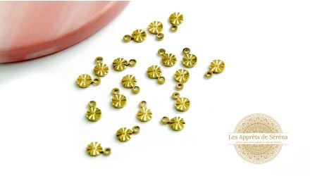 Petit Petit pendentif rond 7mm acier plaqué or 18k plaqué or 18k
