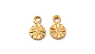 Petit Petit pendentif rond 7mm acier plaqué or 18k plaqué or 18k