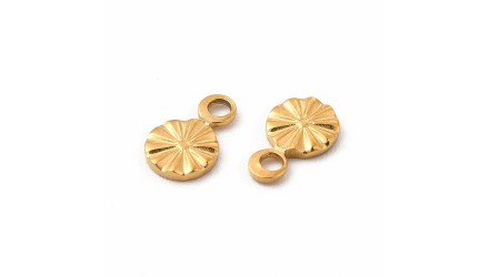 Petit pendentif rond 7mm acier plaqué or 18k