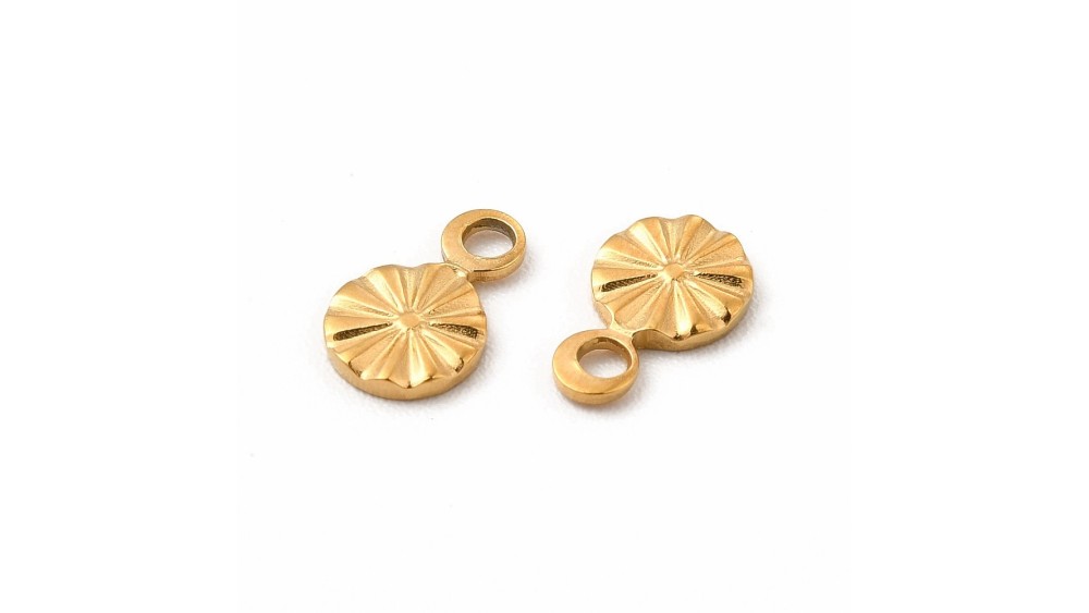 Petit pendentif rond 7mm acier plaqué or 18k