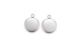 Pendentifs supports cabochon 12mm acier argent  médaillon pour collier. Apprêts bijoux