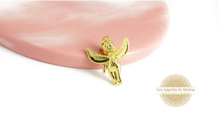 Pendentif petit ange en laiton plaqué or 18K pour création de bijoux