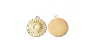 pendentif médaillon support pour cabochon 4mm acier inoxudable plaqué or