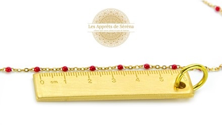 Chaîne acier 304 dorée émaillée rouge 1.5mm