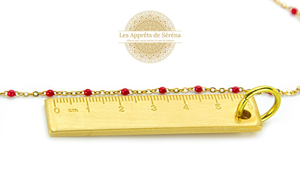 Chaîne acier 304 dorée émaillée rouge 1.5mm