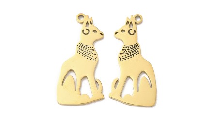 Pendentif Egyptien divinité Bastet acier inoxydable 18k