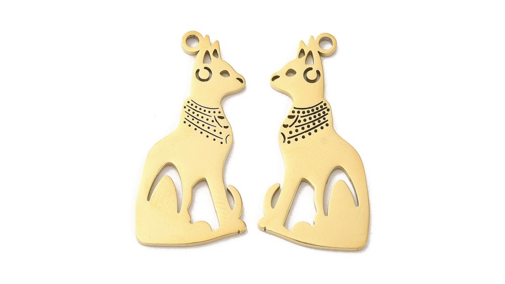 Pendentif Egyptien divinité Bastet acier inoxydable 18k