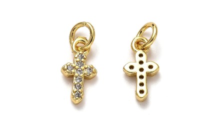 Mini charms croix en laiton plaqué or pour création bijoux fins