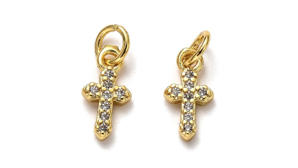 copy of Pendentif croix religieuse en laiton plaqué or 24k