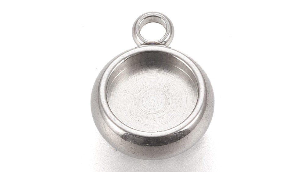 Pendentifs supports cabochon 06mm acier inoxydable argent