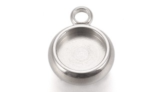 Pendentifs supports cabochon 06mm acier inoxydable argent