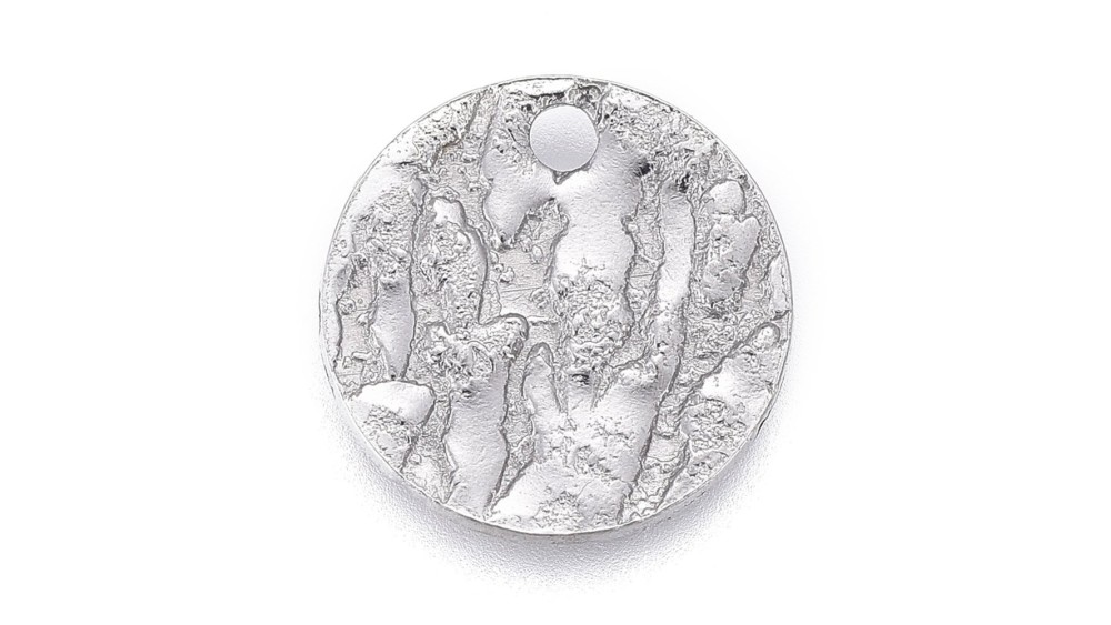 copy of Pendentif 15mm acier argent texturé