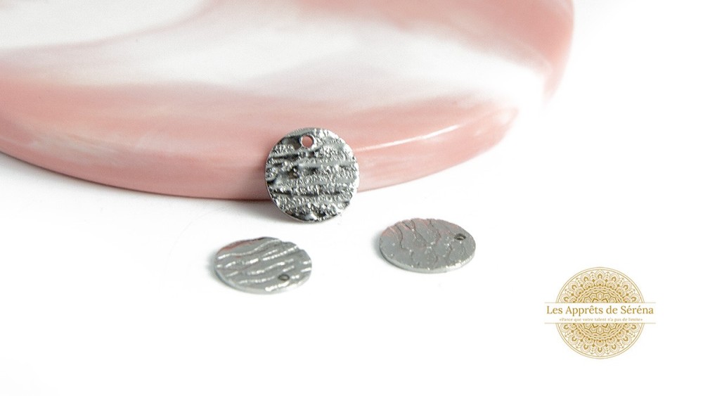 copy of Pendentif 15mm acier argent texturé