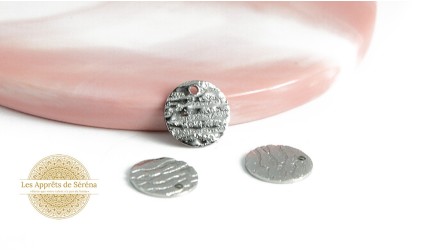 copy of Pendentif 15mm acier argent texturé