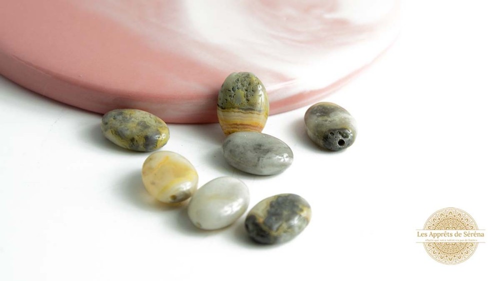 Perle ovale en agate crazy 13x10mm classe A