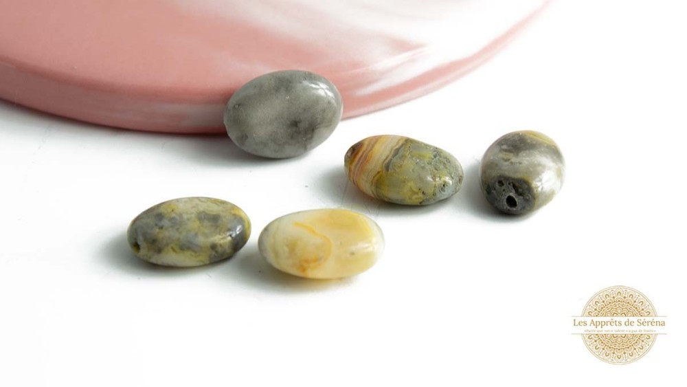 Perle ovale en agate crazy 13x10mm classe A
