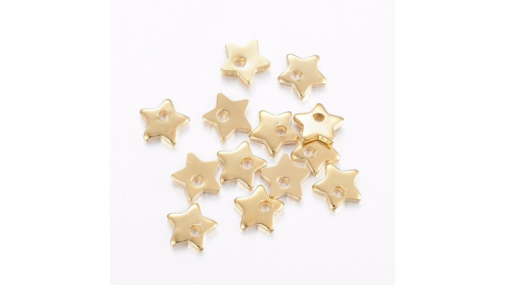 10 pendentifs étoiles acier 304 doré