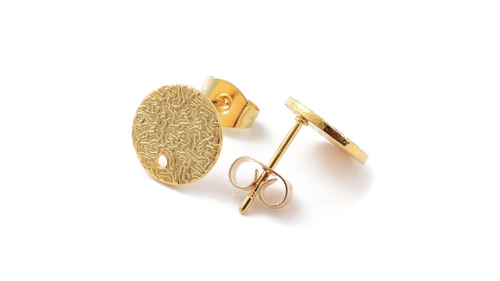Puces d'oreille acier rondes 10mm en acier inoxydable imprimé