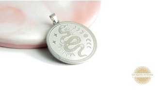 copy of Pendentif rond médaille serpent Kundalini et phases lunaires