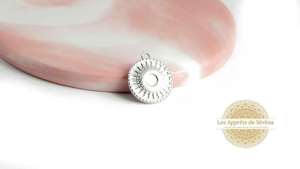 copy of pendentif médaillon support pour cabochon 4mm acier inoxudable plaqué or