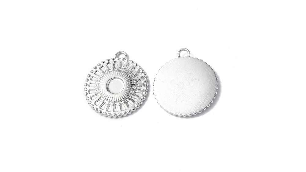 copy of pendentif médaillon support pour cabochon 4mm acier inoxudable plaqué or