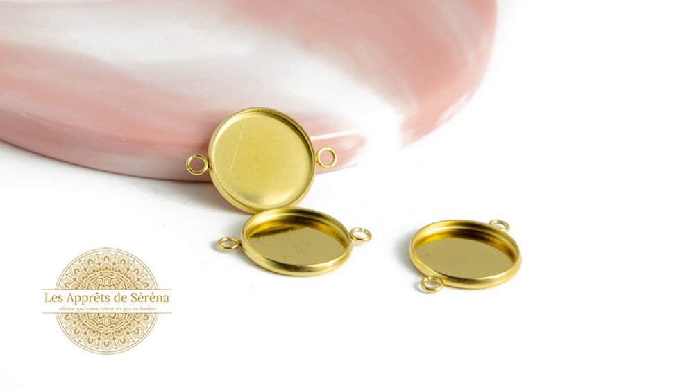 copy of Connecteurs support cabochon 12mm acier couleur or