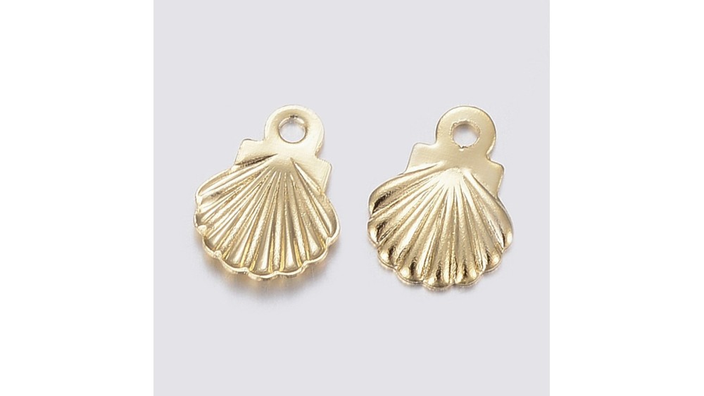 Pendentifs coquillage en  acier inoxydable  plaqué or 18k