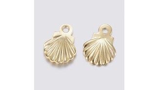 Pendentifs coquillage en  acier inoxydable  plaqué or 18k