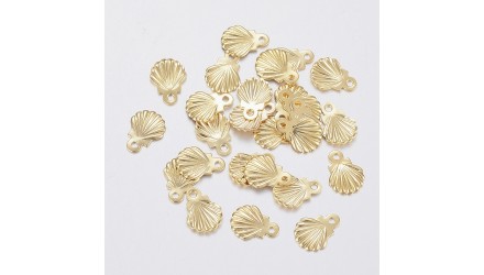 Pendentifs coquillage en  acier inoxydable  plaqué or 18k