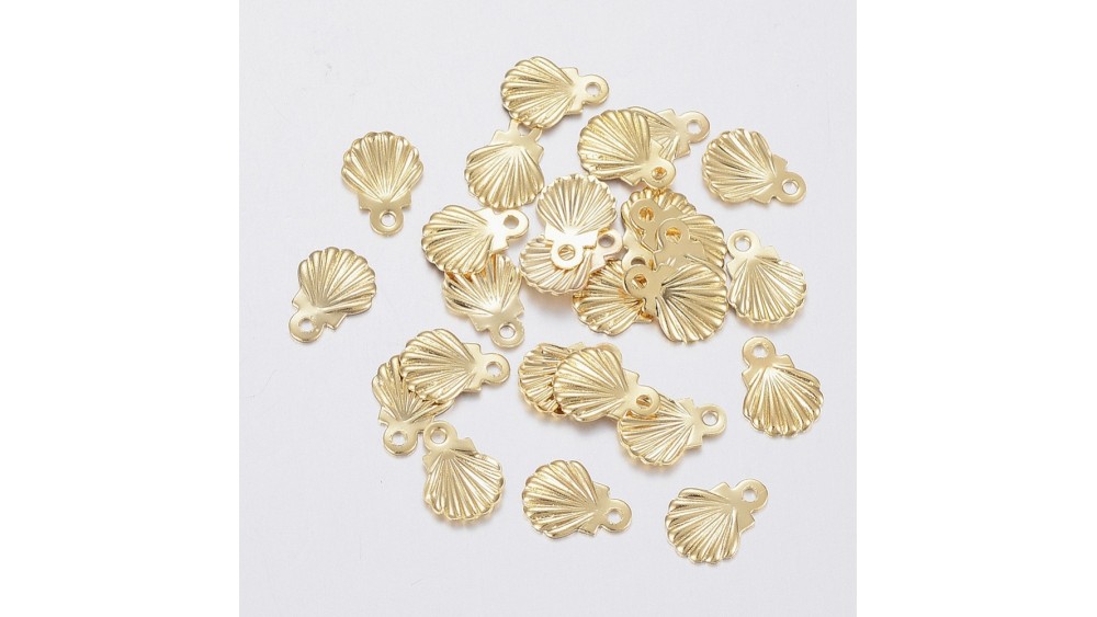 Pendentifs coquillage en  acier inoxydable  plaqué or 18k