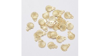 Pendentifs coquillage en  acier inoxydable  plaqué or 18k
