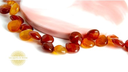 Perles goutte à facettes 12x9mm en cornaline