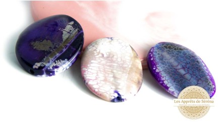 copy of Grande perle plate en agate de feu bleue 30x40mm