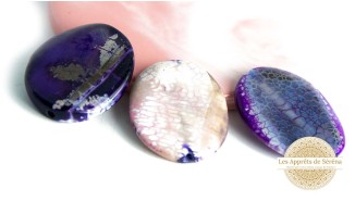 copy of Grande perle plate en agate de feu bleue 30x40mm