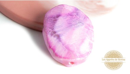 perle plate en agate de feu ROSE 30X40mm