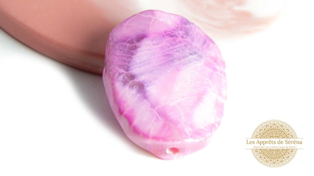 perle plate en agate de feu ROSE 30X40mm
