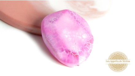 Grande perle plate en agate de feu ROSE 30X40mm