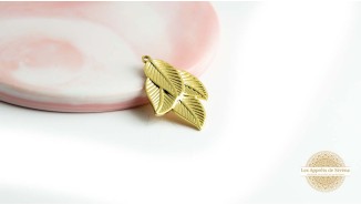 Pendentif feuille en acier inoxydable plaqué or 18k