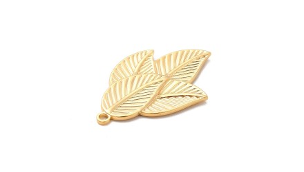Pendentif feuille en acier inoxydable plaqué or 18k