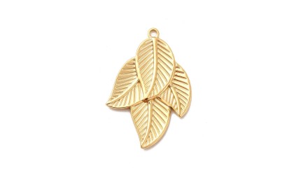 Pendentif feuille en acier inoxydable plaqué or 18k