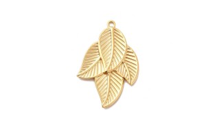 Pendentif feuille en acier inoxydable plaqué or 18k