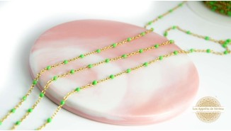Chaîne acier inoxydable dorée émaillée vert anis 2mm