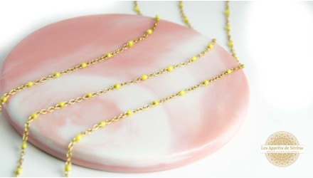 Chaîne acier inoxydable dorée émaillée jaune