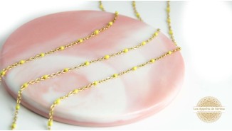 Chaîne acier inoxydable dorée émaillée jaune